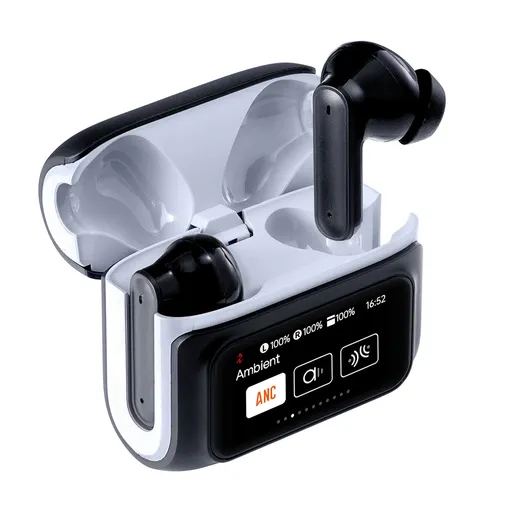 True Wireless Earbuds Active Noise Cancellation Touch Display Black