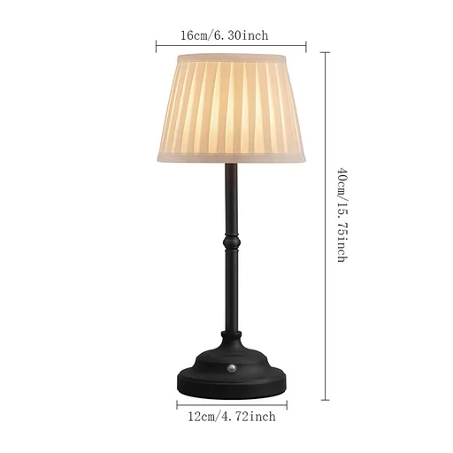 Black and White Elegant Rechargeable Fabric Shade LED Lamp - Cordless Touch Stepless Dimmable Table Light