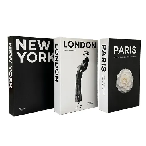 3 PCS Modern Decorative Books Set Foldable Fake Books for Display City Theme - A