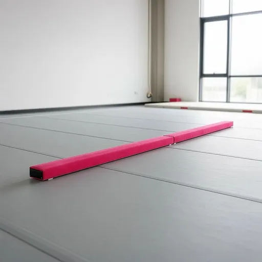 2.4m (8FT) Gymnastics Folding Balance Beam Pink Synthetic Suede