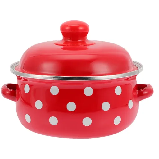Red Enamel Pot - Daily Use Cookware for Kitchen, Versatile and Easy to Clean