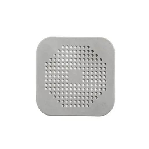 2X Square Drain Cover For Shower Drain Hair Catcher Flat Silicone Plug For Bath - Grey