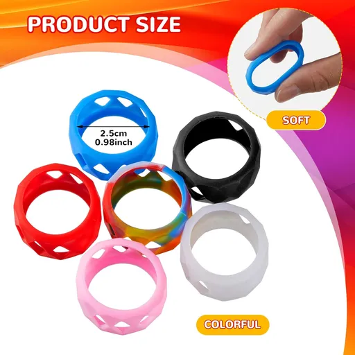 Amylove 6 Pieces Silicone Anti Slip Ring Non Skid Band Ring Soft Protection Sleeve 25 x 17 mm