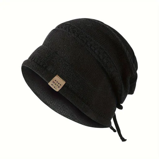 1PCS women's and men's new autumn and winter sheep wool material pure color knitted stackable hat drawstring adjustable cap hoodless hat warm hat cold hat wheat ear embroidery fashionable and versatile model - White - Size XL(AU XL/EU52)