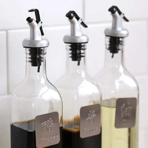 5Pcs Oil Pourer Spout Plated Silver with Flip Lid for Juices Syrups and Spirits