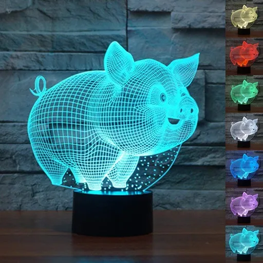 3D Optical Visualization Illusion 7 Colors Change Touch Switch LED Table Lamp Children's Night Light for Home Decoration Household