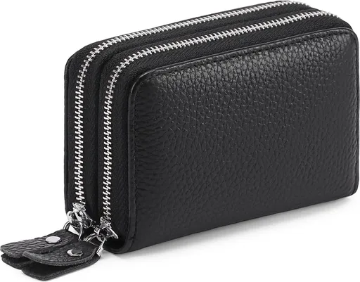 Wallet - RFID Credit Card Holder - Card Holder - Card Holder - 10 Cards with Zipper - Leather - Black - RFID Protection - Gift - 10*8.5*4cm