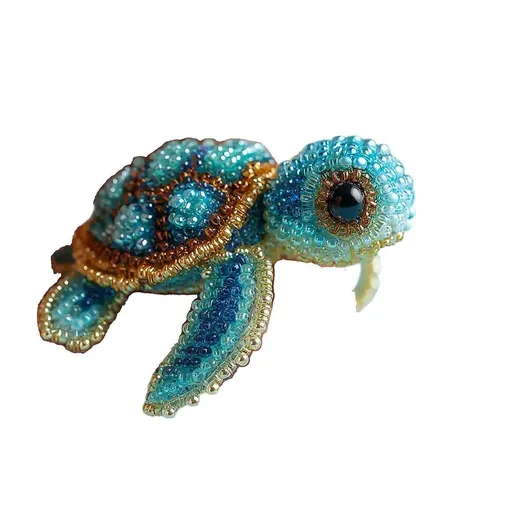Sea Turtle Bead Embroidery Kit Beginner Friendly Sea Creature DIY 3D Beadwork Craft Set for Finger Coordination and Fine Motor Skills Art Project Home Ornament Piece