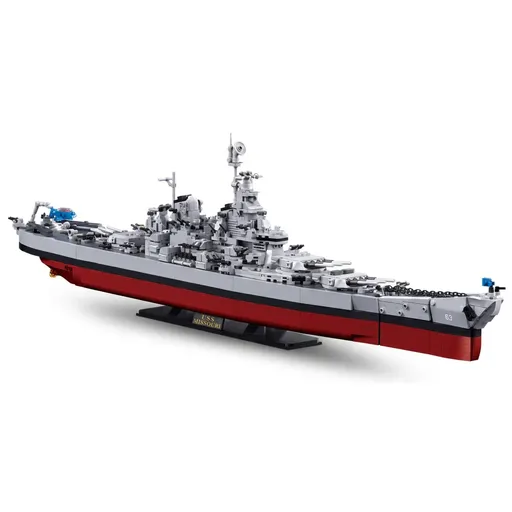 Sluban B1291 Model Kit 1:350 USS Missouri BB63 Mighty Mo Battleship Warship WWII Navy Vessel Boat Blocks DIY Set Toy