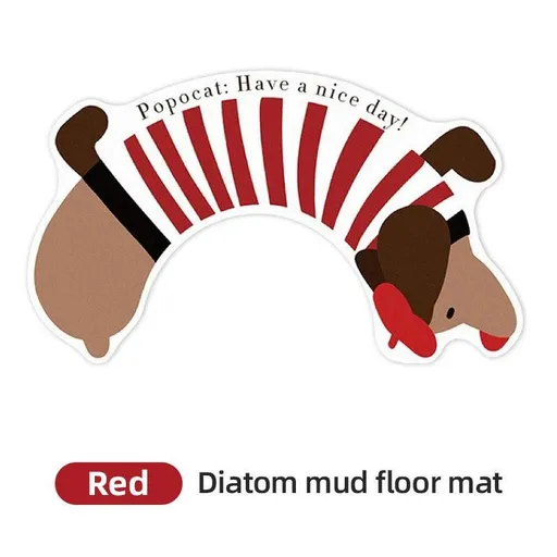 Dachshund U Shaped Floor Mats Non Slip Dirt Resistant Foot Mats for Toilet Home - Red