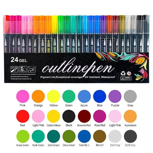 Outline Shimmer Glitter Markers, 8 Colors Double Line Shimmer Marker, Perfect for Doodling, Drawing, Art Supplies, Arts and Crafts, Stocking Stuffers, Birthdays Gifts