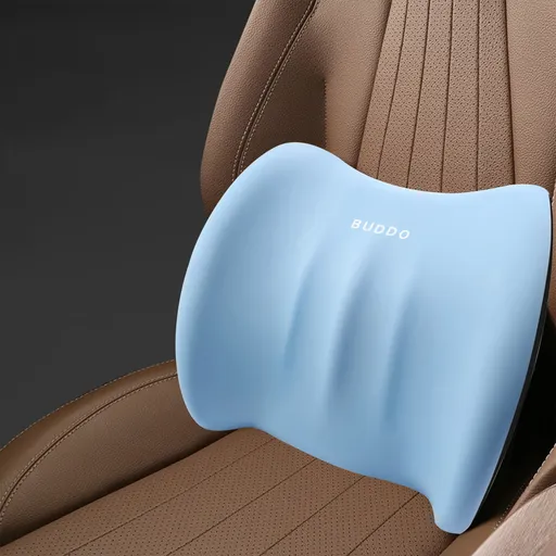 Lumbar Cushion Memory Foam Support Pillow for Car Seat Office Chair Cute Car Pandas Light Blue