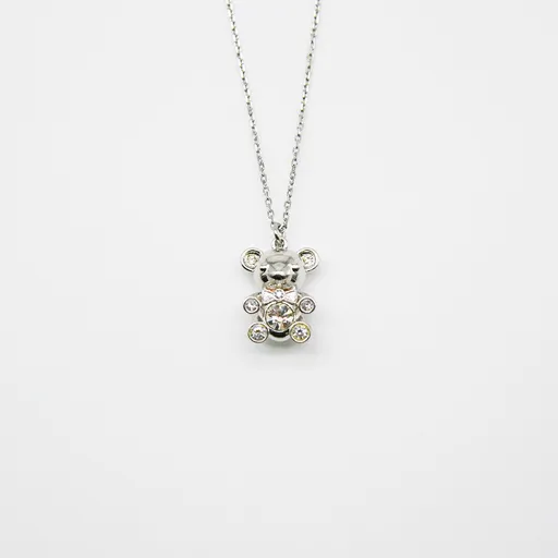 Gift Box - Bear White Gold Aroma Necklace + Purify Oil Blend