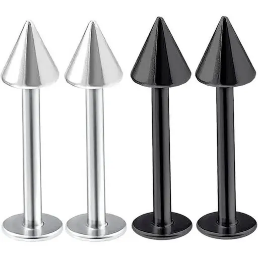 4pcs 16g Labret Stud Lip Ring Cartilage Tragus Snakebite Monroe Triple Forward Helix Conch Medusa Lobe Black Spike Pick Size