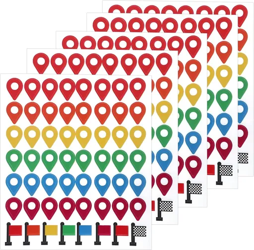 280Pcs Map Location Position Stickers,Self Adhesive Map Markers Indicator Labels Colorful Tracking Stickers for Marking Camping Adventure Sites Travel Journal