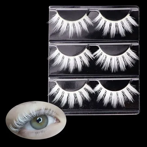 3 Pair White False Eyelashes