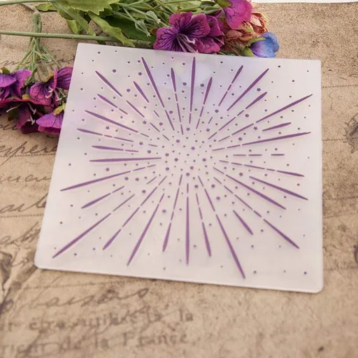 5.9 by 5.9 Inches Fireworks Line Plastic Template Embossing Folders for Scrapbooking Card Making Christmas Album Decors