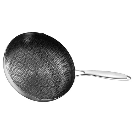 Honeycomb Stainless Steel Nonstick Wok Pan with Ergonomic Handle for Daily Cooking and Stir Fry