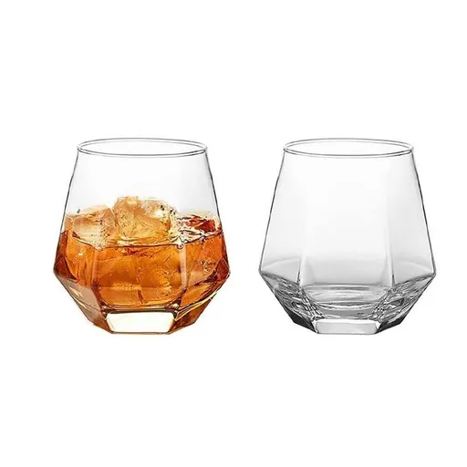 Glass&Bottle ,Hexagonal Crystal Glass Whiskey Glass Home Cold Drinking Glass Foreign Wine Cocktail Glass