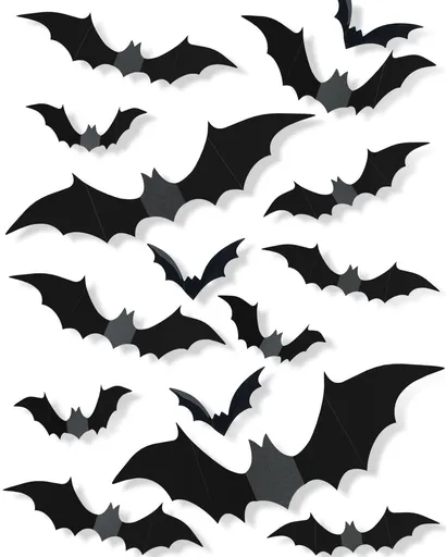 120 Pcs 3D Halloween Decorations Bats Decor,4 Sizes Bats Wall Decor Indoor | Scary Bat Stickers, Halloween Decorations for Bedroom Bathroom, Door Wall Party Decorations