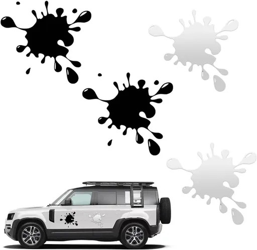 4 Pieces, Car Stickers, Stickers for Paint Stains, Anti-Splatter Stickers, Self-Adhesive Stickers, Sports Car Stickers, Black and White