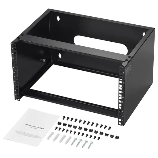 6U Wall Mount Network Rack, 14 in/355.6 mm Depth, 50 lbs/22.68 kg Max Weight Capacity Wall Mount Server Rack with Cage Nuts, 19"/482.6 mm for Shallow Server IT Equipment and Network Switches