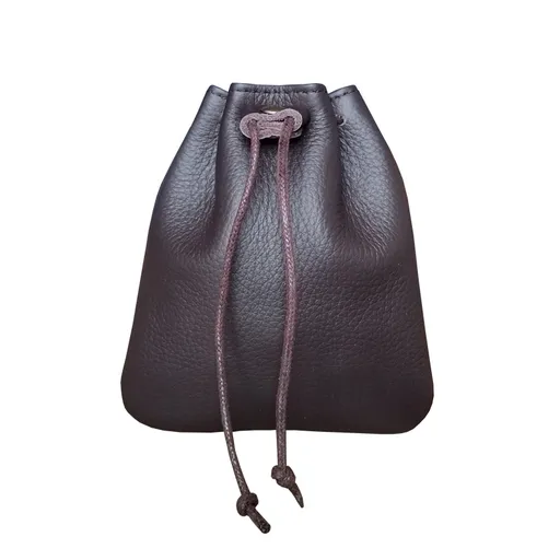 Coin Purse Handcrafted Genuine Leather Drawstring Pouch Vintage Cowhide Portable Minimalist Storage Bag