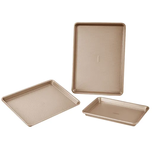 Baking Pan Set 3-Piece Nonstick Carbon Steel Set with Silicone Handles