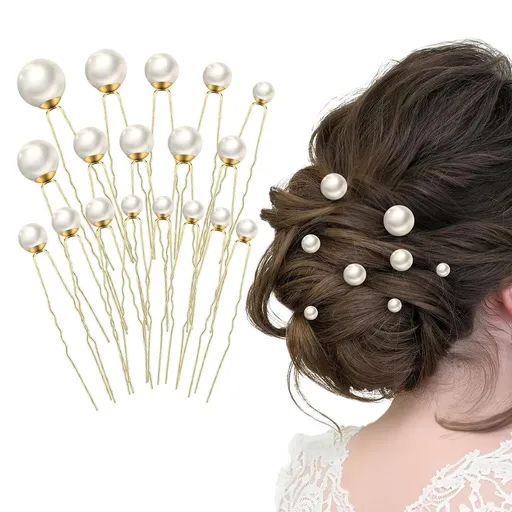 18PCS Wedding Pearl Hair Pins Bridal Pearl Rhinestone Wedding Hair Accessories, Pearl Bobby Hair Pins Clips for Brides Bridesmaid Gril Women