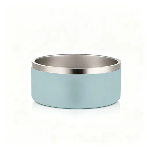 32oz 304 Stainless Steel Cat Dog Bowl | Double Thick Pet Water Bowl | Skid Resistant Base | Light Blue | for Small Dogs & Cats | Christmas Fresh Small Dish