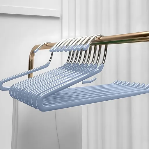 Heavy Duty Metal Pants Hangers, Jean Hangers for Closet, Open Ended Clothes Hanger for Pant Slack Trouser Scarf, Space Saving, Non Slip 14×4.7 in Blue