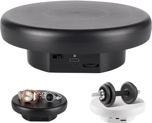 360° Electric Rotating Platform with Type-C Cable, 6.3in / 15lb Motorized Rotating Display for Jewelry Photography Products Live Show Video shoot, Mushroom Rotating Stand for 3D Model Cake