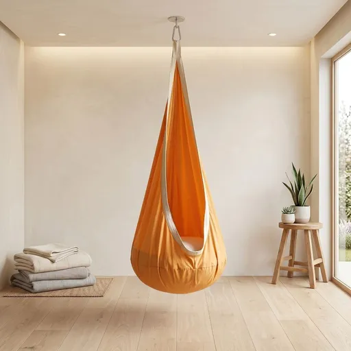 hanging hammock chair, indoor hammock chair, outdoor hammock chair, inflatable pillow, pocket, relaxation, playtime, Christmas gift, Halloween gift, lounge chair - Yellow - Size 160-70cm