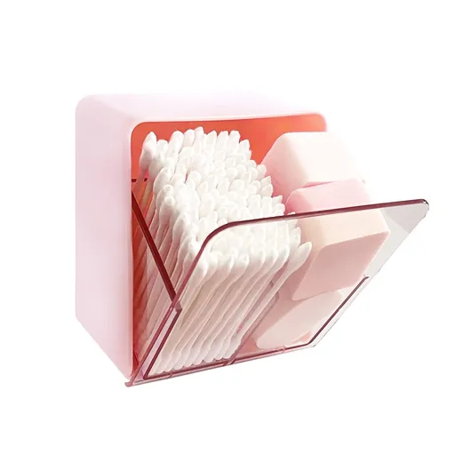Cotton Balls Holder Canisters for Cotton Balls Swabs Pads, Floss, Dispenser Container Box with 2 Compartments