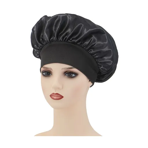 2 PCS Breathable Silk Bonnet for Sleeping, Large Satin Hair Bonnet for Black Men and Women, Wide Band Sleep Cap for Long