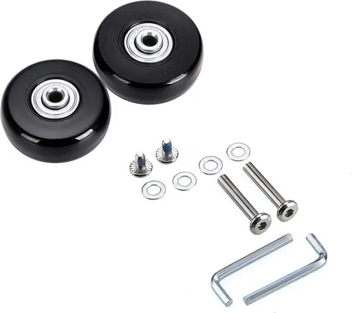 Set of 2 - Suitcase wheels - Replacement wheels for suitcases - Rubber casters - Bearings - Repair kits - 50mm x 18mm - Spare wheels - Suitcase - Casters - Luggage wheels - With screws - Wheels - Caster wheel - Suitcase wheels replacement set