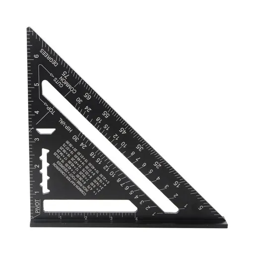 Metric System Metal Aluminum Ruler Square Ruler Guide Protractor Angle 45 90 Degrees Carpenter Tools Tracing Tool Wood Carpentry Guide, 180 mm