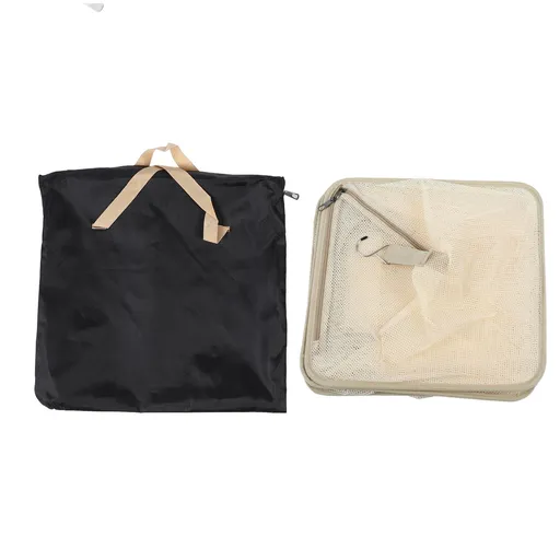 Hanging Drying Net Foldable 4 Layer Portable Multifunction Mesh Drying Rack for Fish Vegetable Tableware Fruit Beige