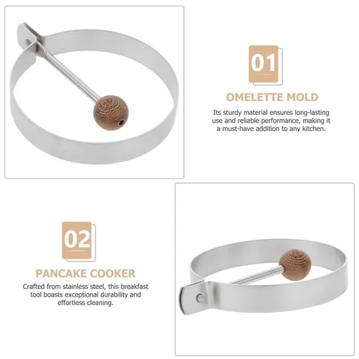Egg Forms For Frying Round Egg Frying Mold Silver 1Pack 4.1X3.3X0.6In Stainless Steel