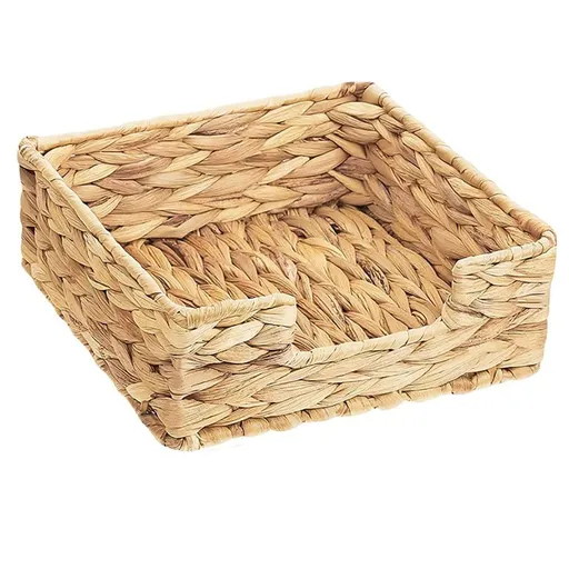 Water Hyacinth Guest Towel Holder for Bathroom, Wicker Napkins Baskets for Dinning Room, Rattan Napkin Holders for Tables, 1 Pack（Square 18 * 18 * 7cm）