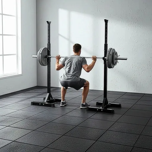 Adjustable Squat Rack Pair Steel Barbell Bench Press Stands Gym Home