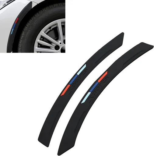 2 PCS Car Wheel Eyebrow Protectors, Silicone Anti-scratch Wheel Arch Guard, Sporty Style Decorative Trim Strip with Self-adhesive, Universal Exterior Accessory for Car SUV Truck (Black)