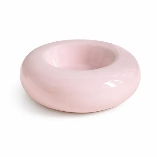 Pink Ceramic Pet Donut Bowl - 50ml Food Dish for Cats and Small Dogs - Non Slip Base, Easy Clean Glaze, Compact Snack Feeder, Pastel Colours, Home and Travel Use