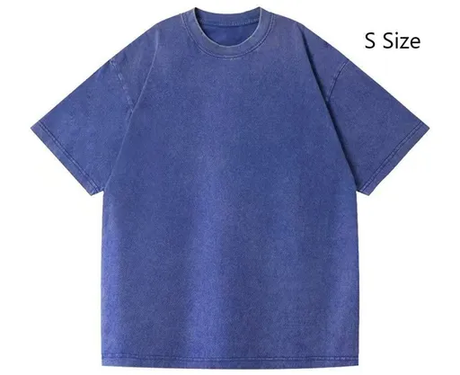 Retro Heavy 230gsm Washed Cotton T‑Shirt Unisex Versatile Outfit Nice Christmas Gifting Option Blue Size S