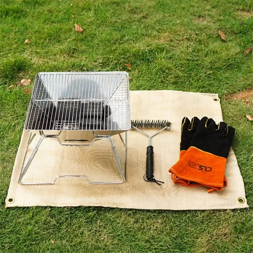 Fire Pit Mat 100*80cm Wood Stove Under Grill Mat (940°F Safety) for Deck BBQ Fireproof Floor Tent Campsite Insulation Protection