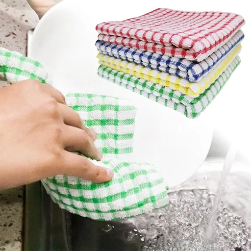 Cotton Terry Kitchen Dish Cloths 6x6 Inch Ultra Soft Absorbent Quick Drying Dish Rags Set of 1 Multicolor Reusable Washable Cleaning Towels for Dishes Countertops Surfaces
