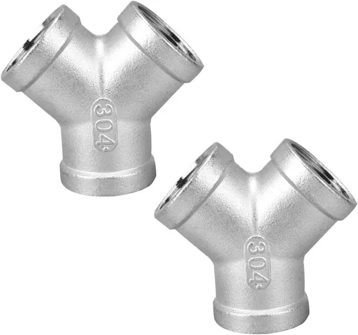 1/2" Female NPT Y Shape Adapter Cast Pipe Fitting 304 Stainless Steel 3 Way Connector (Pack of 2)