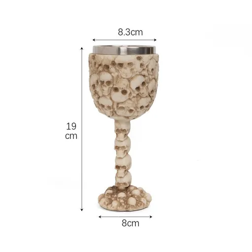 Resin Weathered Bone‑Pattern Goblet 2 PCS, Aged Bone‑textured Surface, Stainless Steel Inner Insert, Bar Drinkware for Christmas & Halloween