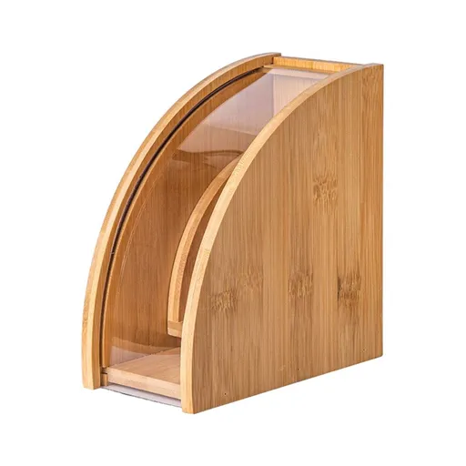 Coffee Filter Holder, Coffee Paper Storage Container Coffee Filters Bamboo Coffee Filter Paper Dispenser Rack with Dustproof Cover Filter Organizer（Fan shaped small size）