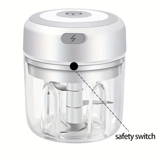 USB Rechargeable Garlic Mincer - Wireless Electric Mini Food Chopper with One-Touch Stainless Steel Blades(white)
